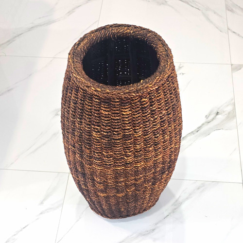 Brown wicker basket black - basket, w/