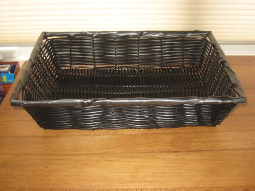 Black vinyl wicker basket - wicker,