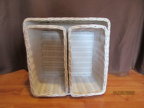 White wicker basket set - white,