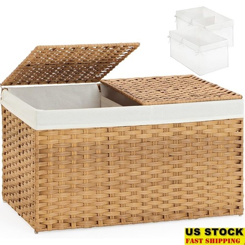 Wicker storage baskets - baskets, lids