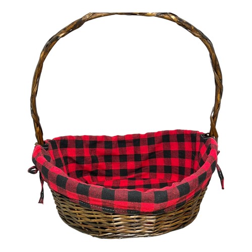 Wicker basket plaid liner - plaid,