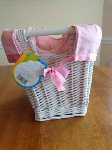White wicker basket liner - wicker,