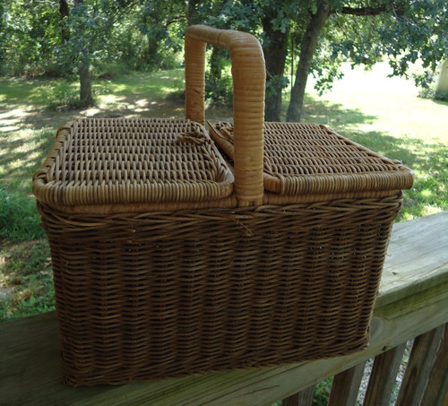 Wicker picinic basket - picinic, double